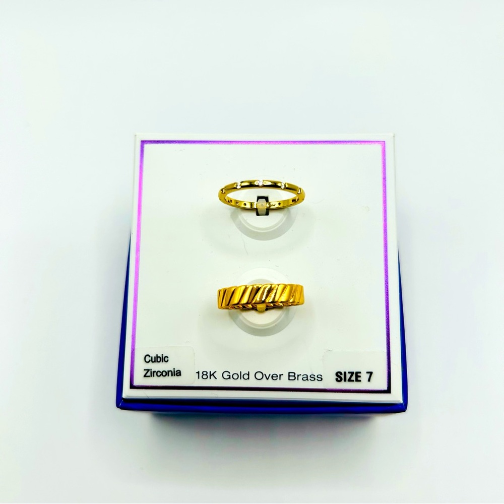 Macy’s 18K Gold Over Brass Ring Set - Size 7, Gift-Ready